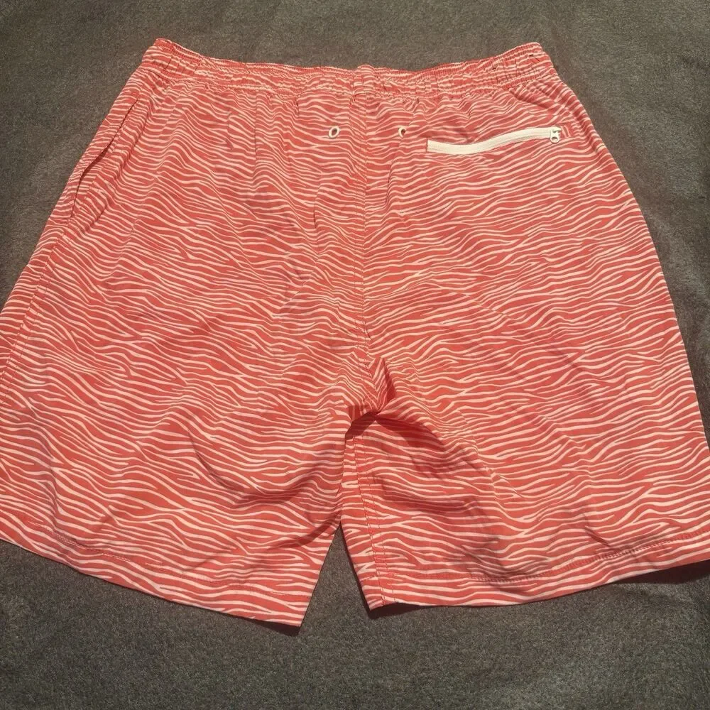 Kirkland Signature Mens Swim Trunks Shorts L Large Orange Red Swimwear Summer